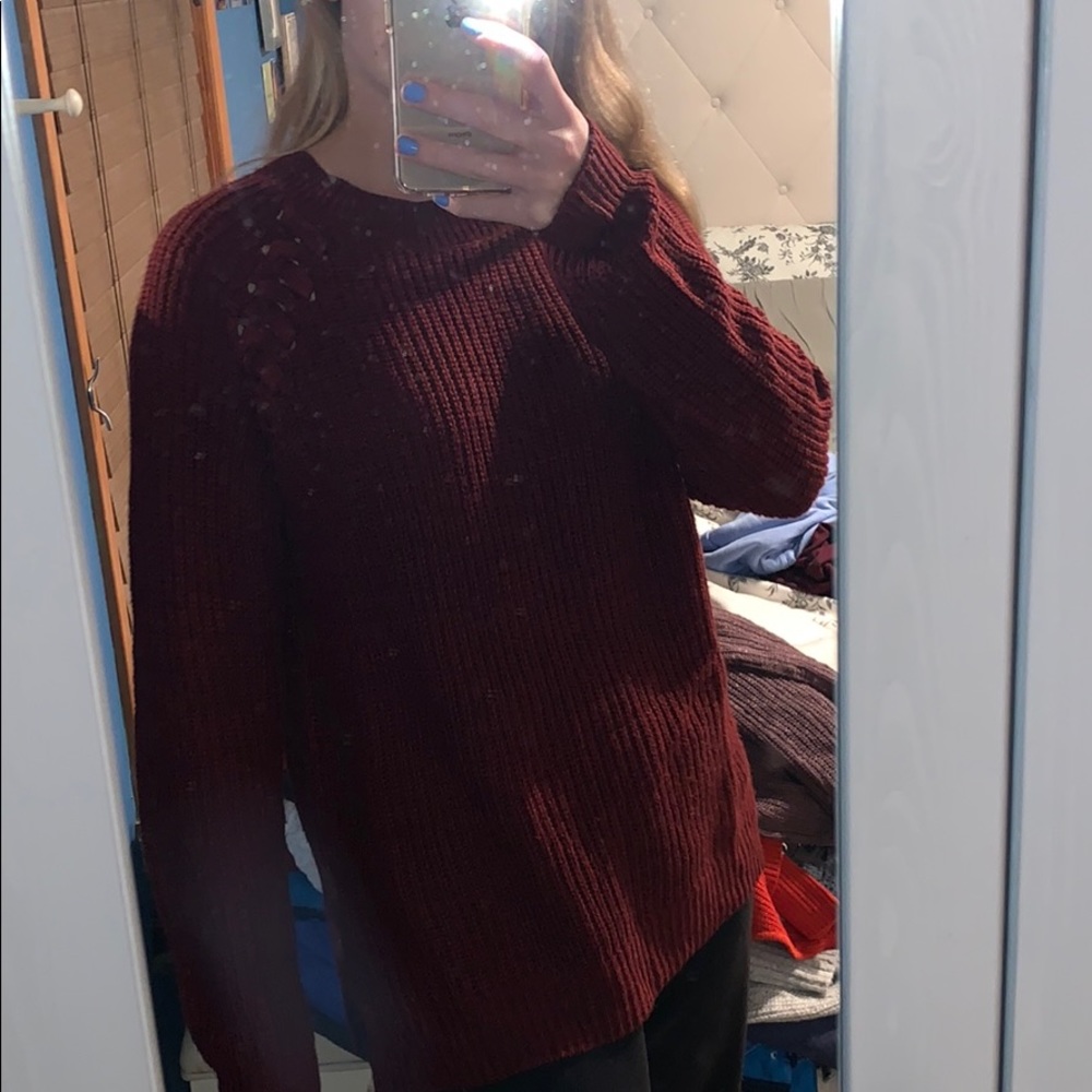 Dark red sweater